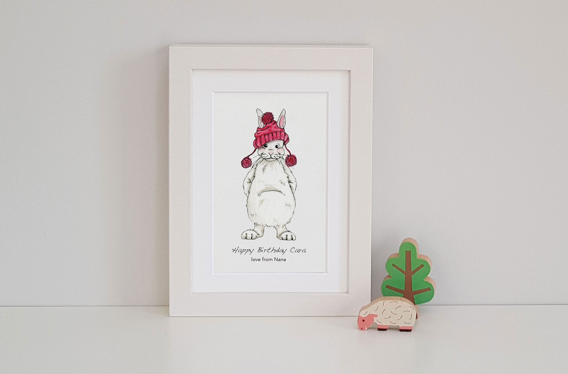 Cute Rabbit in hat fine art print gift